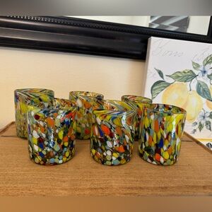 Mexican hand blown, juice glasses.